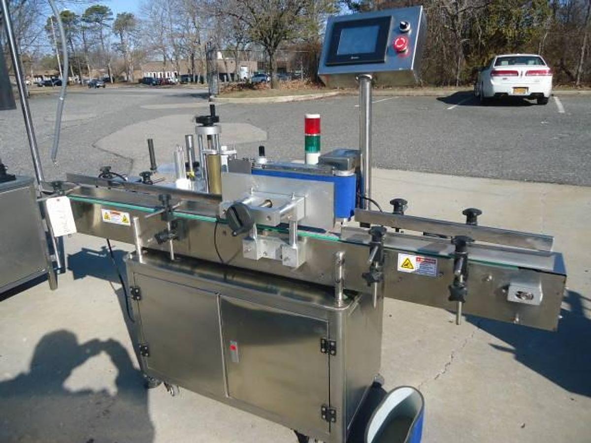 Used Ocean Packing Automatic Spot/Wraparound Pressure Sensitive Labeler, Stainless