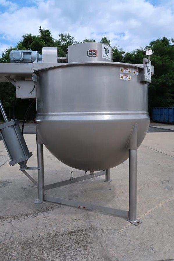 Used 500 Gallon Lee 316 Stainless Jacketed Double Motion Kettle, Tilt Out Agitation