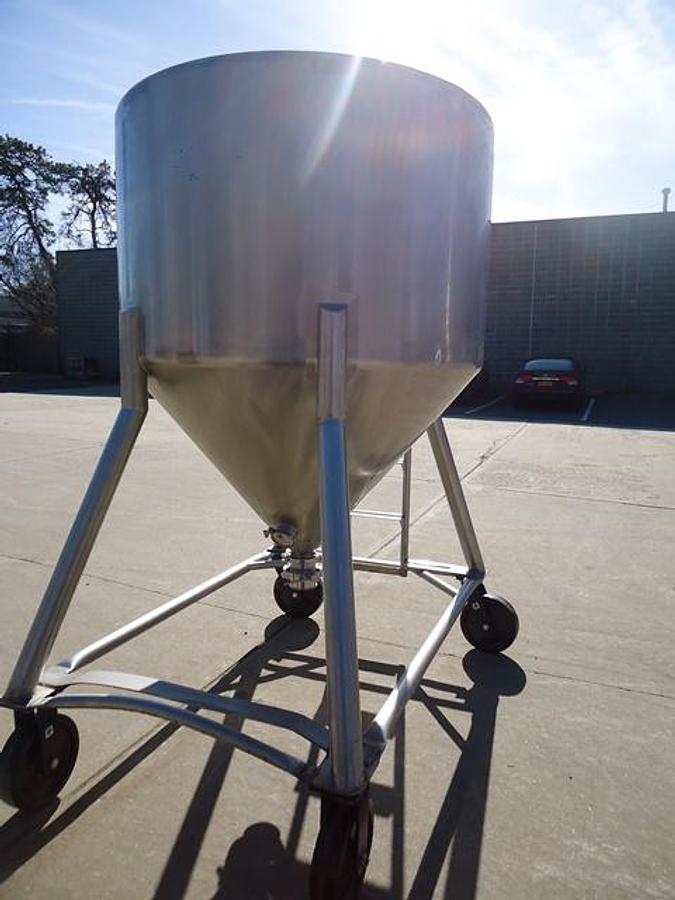 Used 450 Gallon DCI Type 316 Stainless Steel Cone Bottom Portable Tank-2