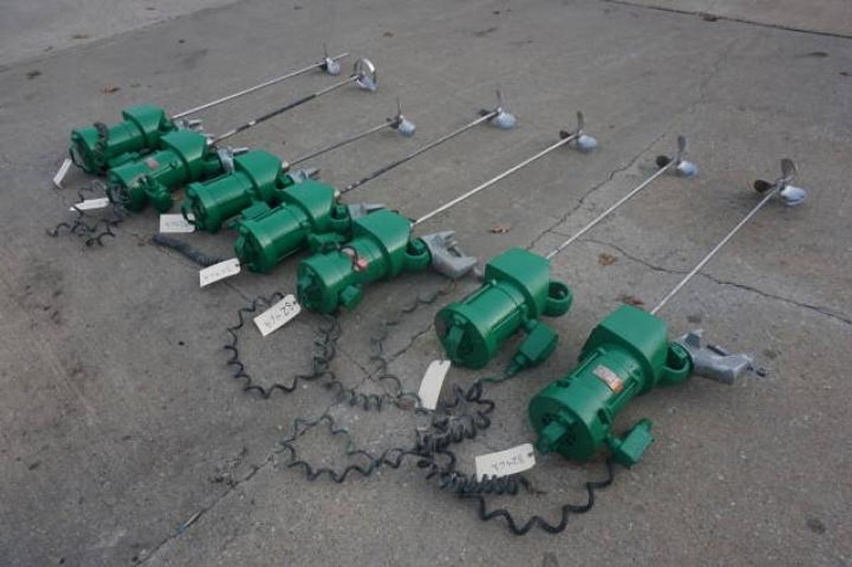 Used Lightnin 3/4 HP Clamp On Geared Down Prop Mixers, (6)