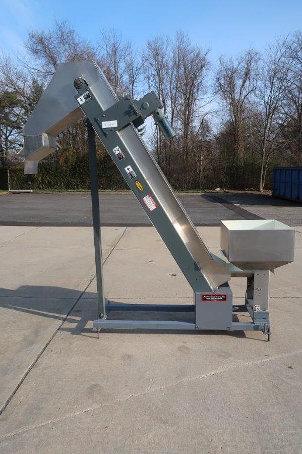 Used Hytrol 12 In. Wide Inclined Cleat Belt Conveyor/Feed, 80 In. Discharge Height