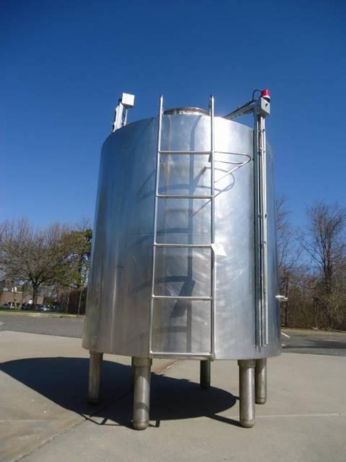 Used 800 Gallon Stainless Steel Jacketed Closed Agitated Tank, Cone Bottom