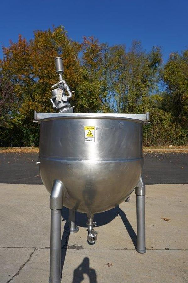 Used 150 Gallon Groen Stainless Hemispherical Kettle, 100 PSI Jacket