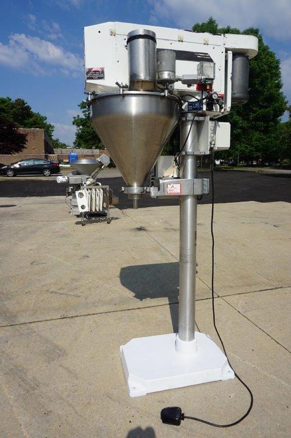 Used All Fill Single Auger Powder Filler, Foot Switch Actuated 20 in. Stainless Steel Hopper with Lid