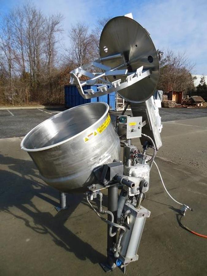 Used 100 Gallon Lee Type 316 Stainless Steel Jacketed Double Motion Tilt Kettle, Explosion Proof –