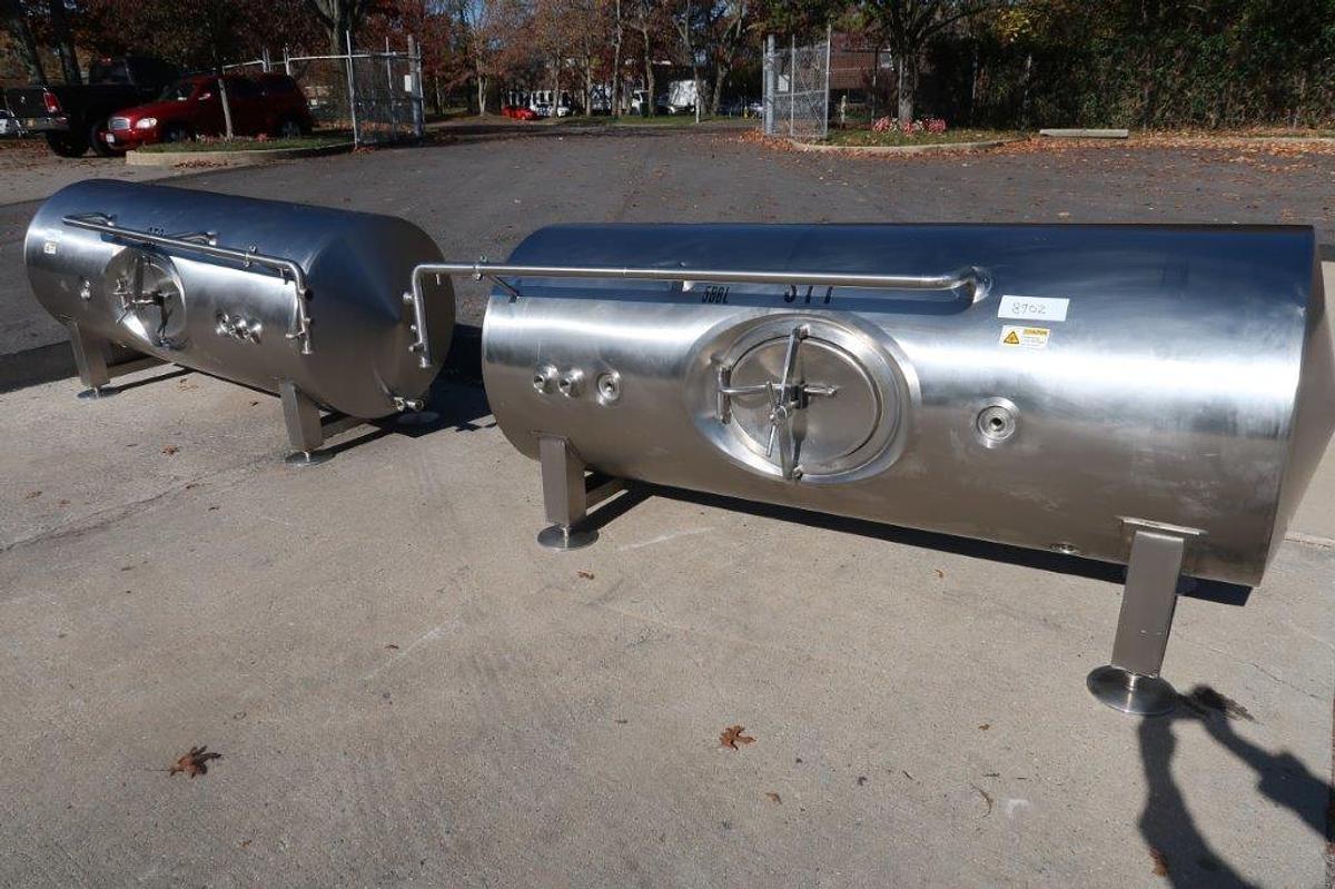 Used Premier 5 BBL Stainless Horizontal Jacketed Tanks/Fermenters (2)