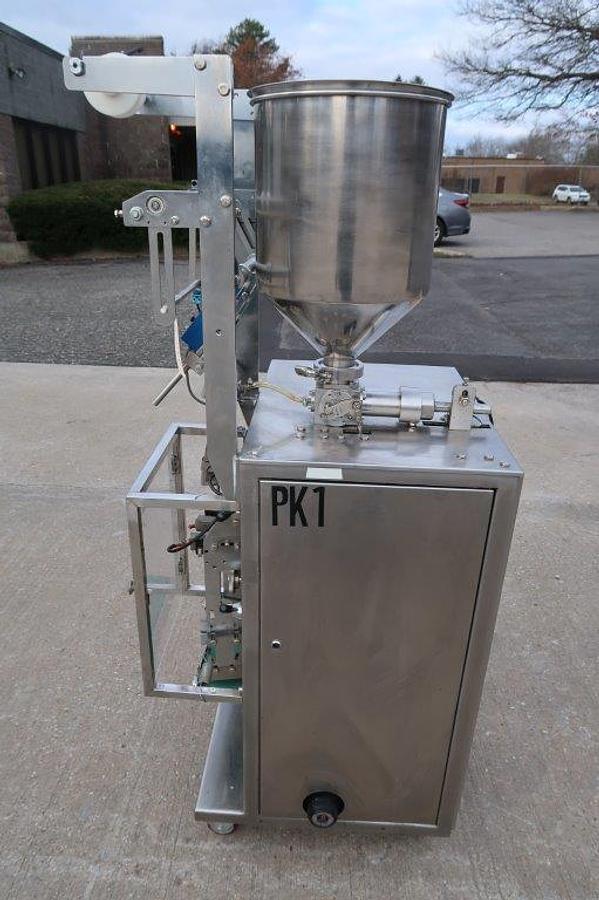 Used Automatic DXDK80C Sauce/Lotion/Cream Form Fill and Seal Machine, Stainless Steel