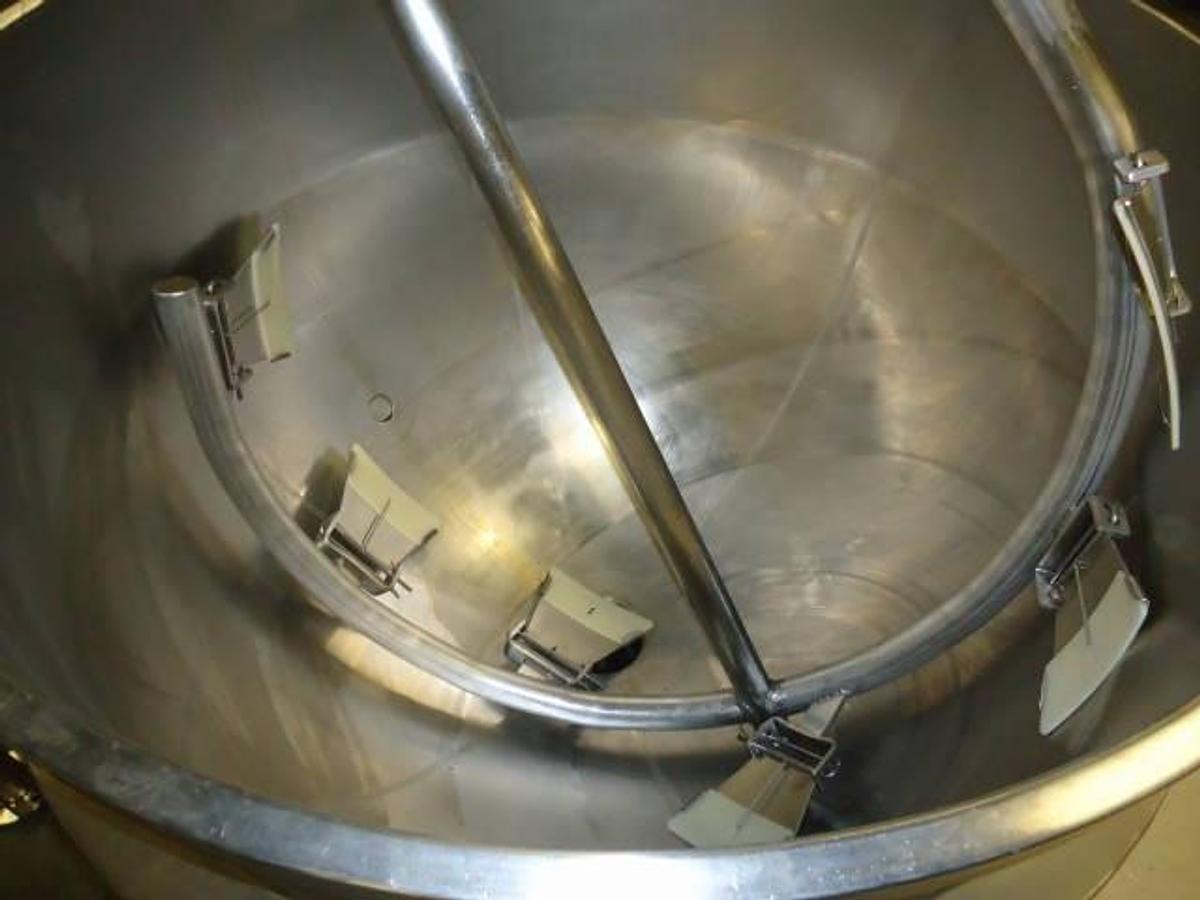 Used 350 Gallon Pardo 316 Stainless Hemispherical Inclined Agitated Kettle, 100 Psi Jacket