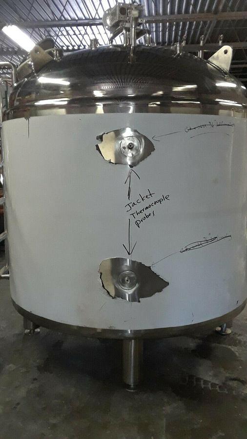 Used 1,200 Gallon Stainless Steel Jacketed Mix Tank, Manufactured 2016