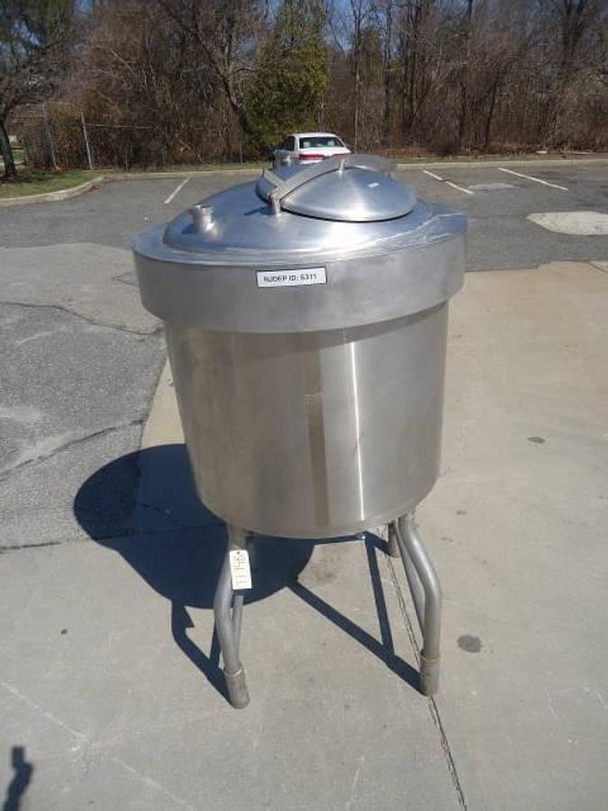 Used 225 Gallon Crepaco Stainless Steel Jacketed Vertical Tank, Cone Bottom
