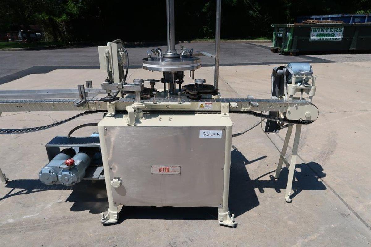 Used MRM “Versa-Fil” Six Head Rotary Time and Pressure Positive Displacement Filling Machine, with Waukesha Pump