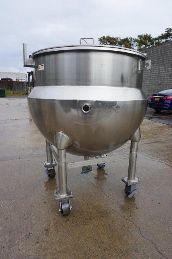 Used 250 Gallon Hamilton 316SS Hemispherical Kettle, 90 PSI Jacket