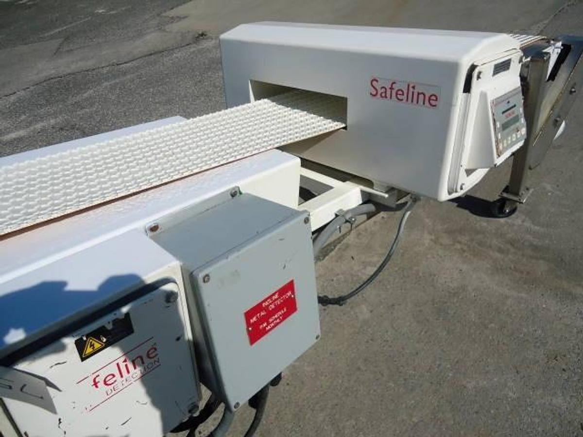 Used Safeline 14 In. Wide X 3-1/2 In. High Inclined Metal Detector, Conveyorized