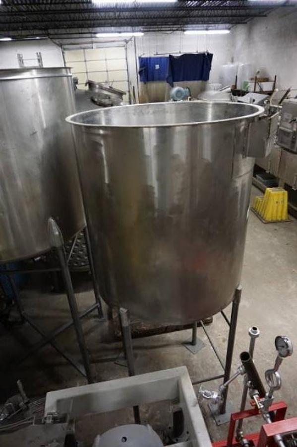 Used 350 Gallon Stainless Steel Vertical Tank, Cone Bottom