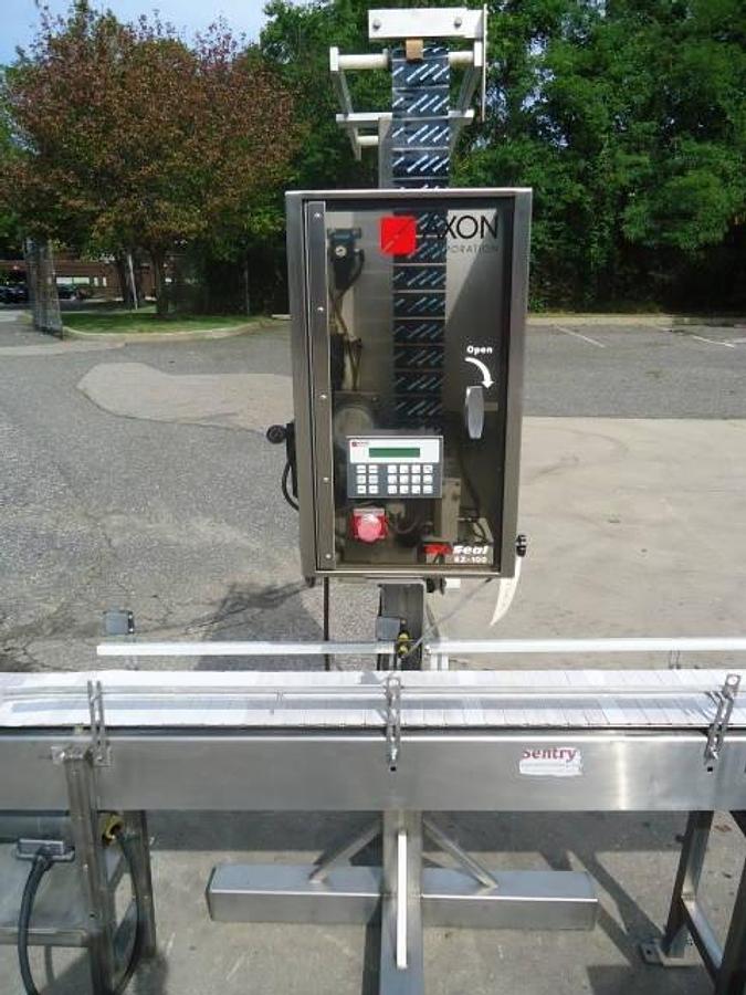Used Axon EZ-100 Tamper Evident Neck Bander/Sleever With Shrink Tunnel