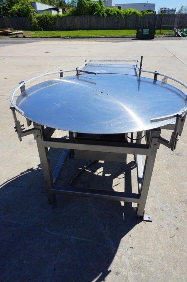 Used 48 In. Diameter Rotary Unscrambling/Accumulating Table wl Unscrambling Shelf