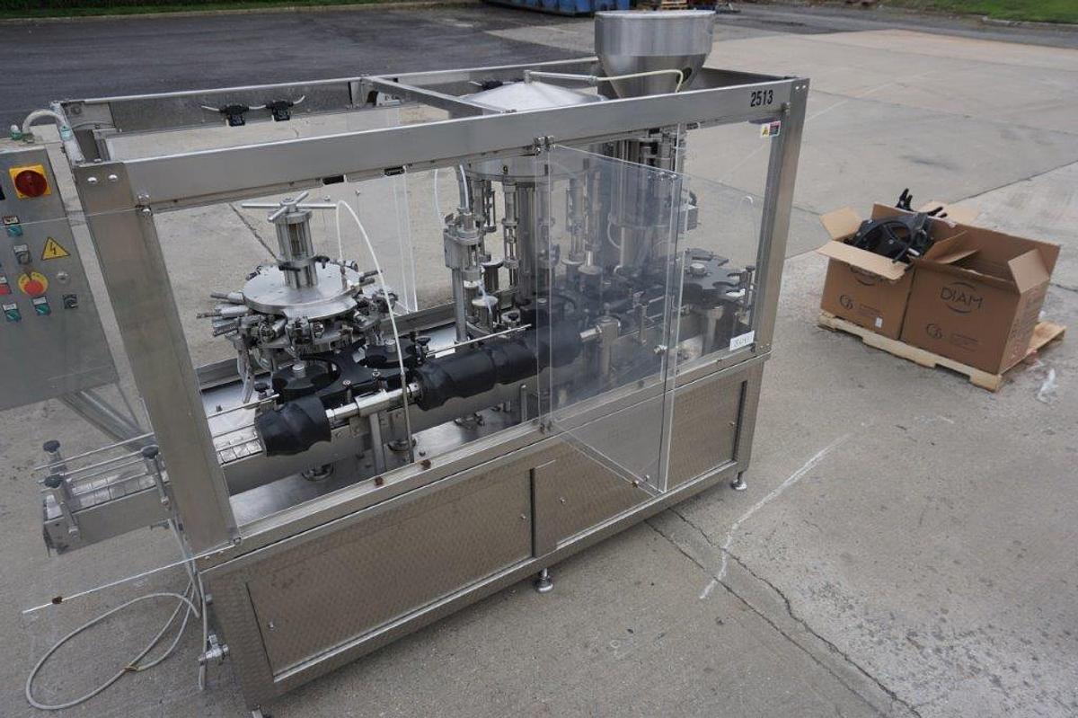 Used GAI 2513 Monoblock Wine Rinsing, Dearation, Filling and Corking Line, 2,000 Bottles/Hour