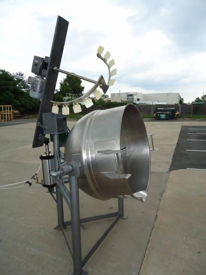 Used 150 Gallon Lee Stainless Steel Scraped Surface Tilt Kettle, with tilt out agitation