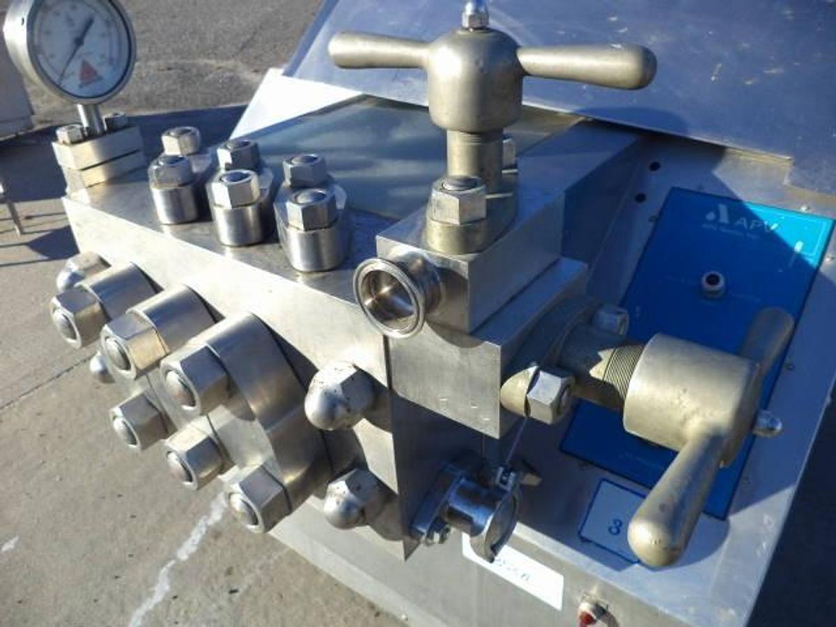 Used APV Gaulin MS18 two stage homogenizer, 75HP.
