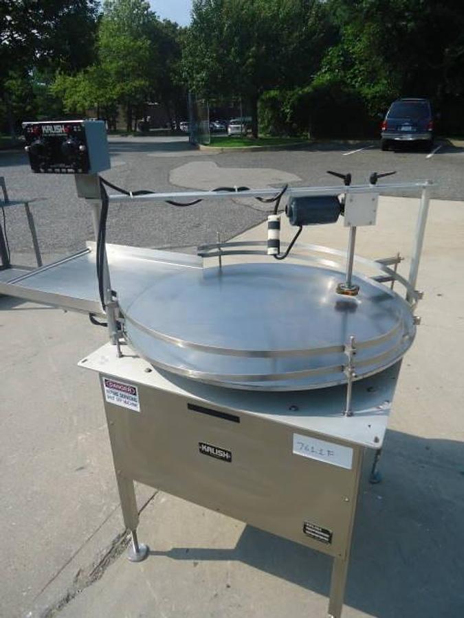 Used 36 IN. KALISH STAINLESS STEEL ROTARY UNSCRAMBLING-ACCUMULATING SHELF