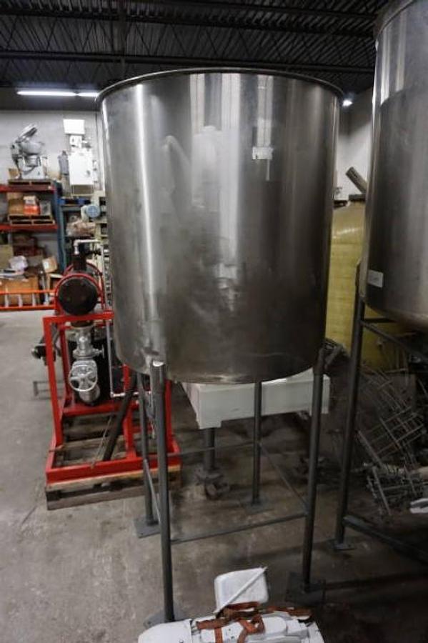 Used 350 Gallon Stainless Steel Vertical Tank, Cone Bottom