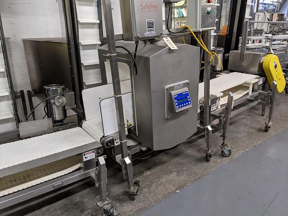 Used Safeline Conveyorized Metal Detector, 14 inch by 21 inch Aperture