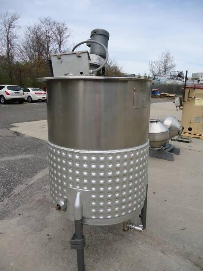 Used 224 Gallon Chem-Tek Stainless Dimple Jacketed Mix Tank, 50 Psi