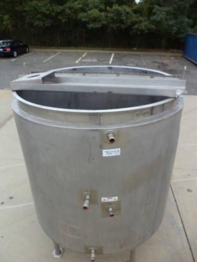Used 1,250 Gallon B & G 316 Stainless Steel Vertical Jacketed Tank, 60 PSIG Jacket