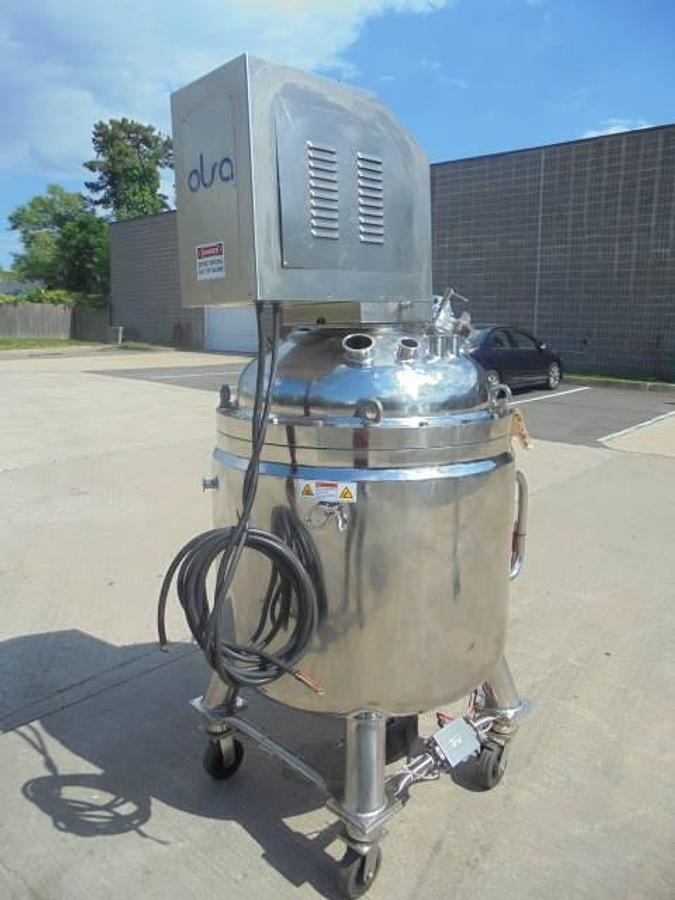 Used 80 Gallon Olsa 316L Stainless Steel Jacketed Double Motion Sanitary Kettle/Reactor, Vacuum