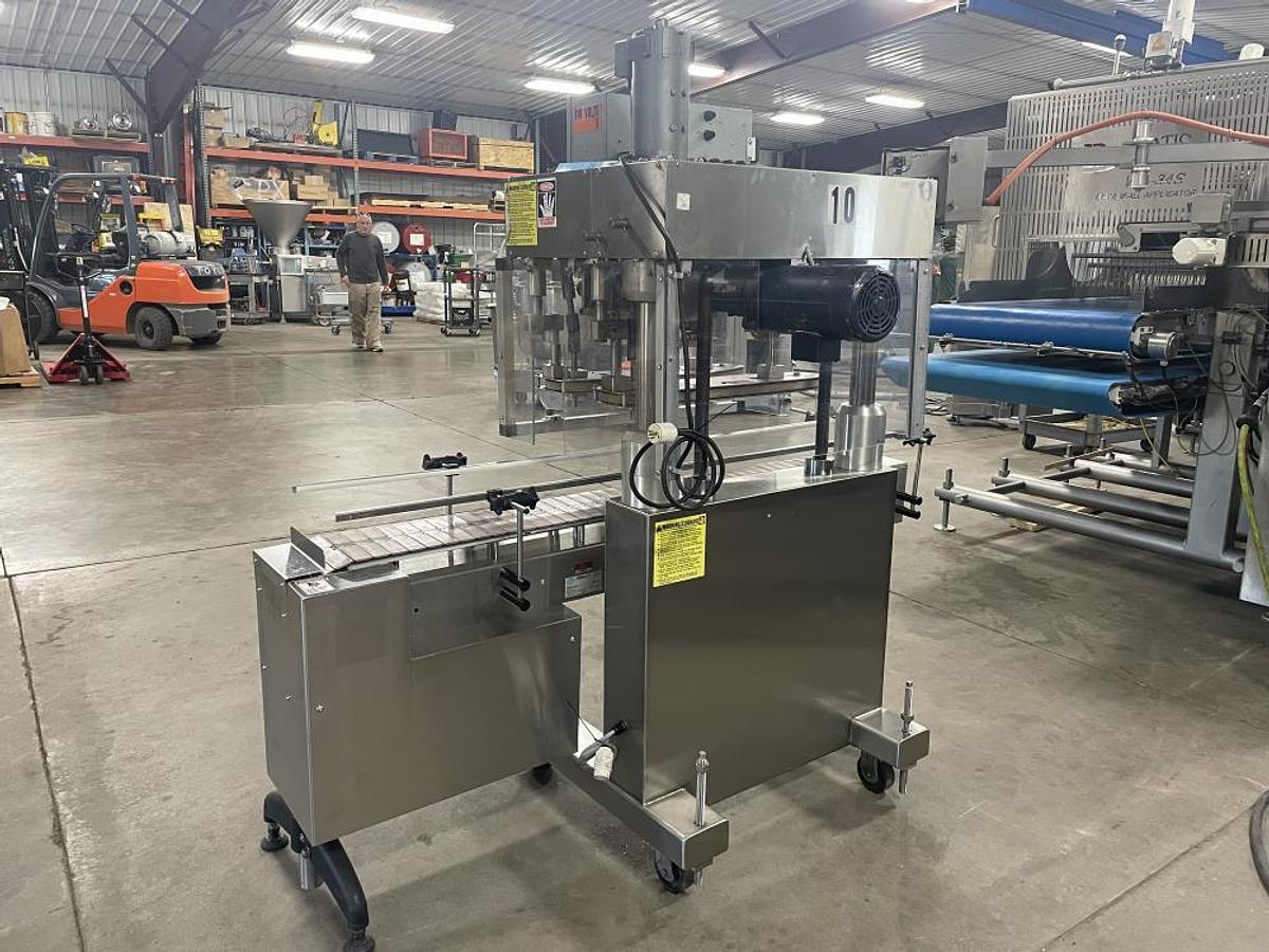 Used Kaps-All Model E Cap Tightener, with Conveyor
