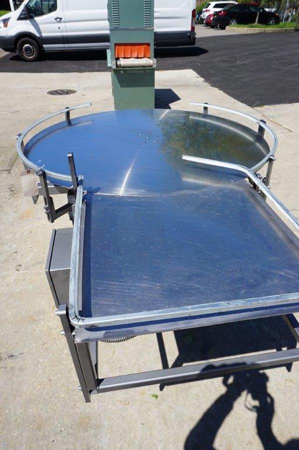 Used 48 In. Diameter Rotary Unscrambling/Accumulating Table wl Unscrambling Shelf