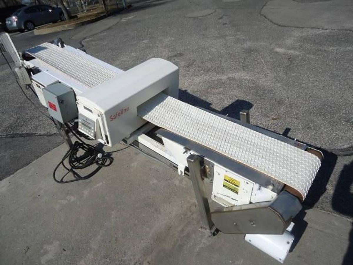 Used Safeline 14 In. Wide X 3-1/2 In. High Inclined Metal Detector, Conveyorized