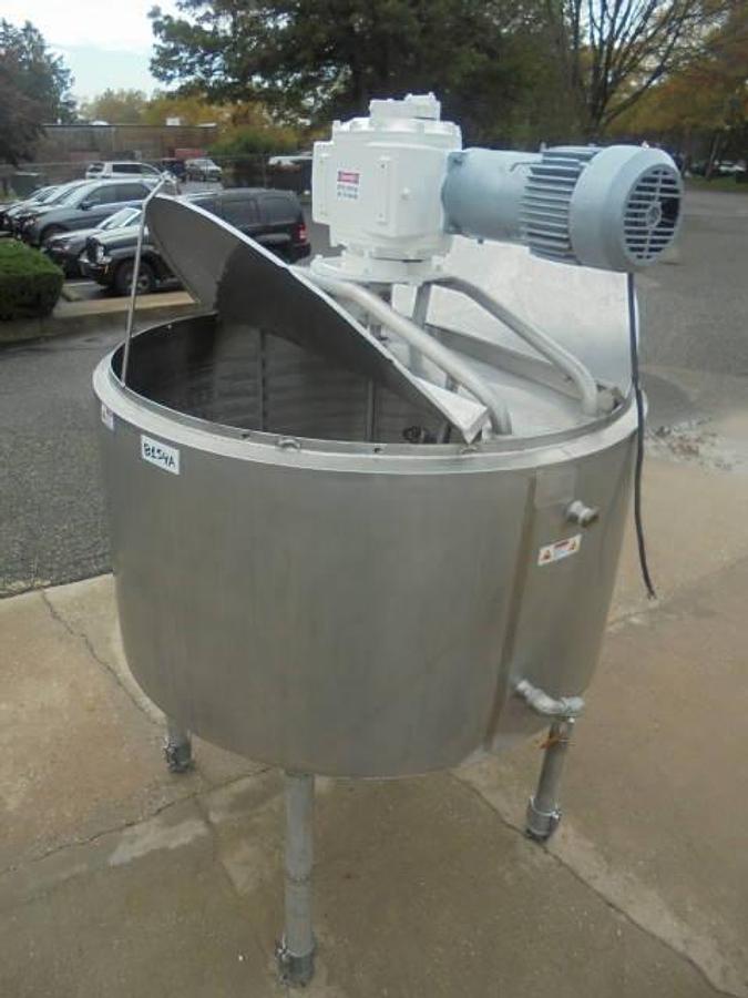 Used 600 Gallon Mueller Scrape Surface Cone Bottom Mix Kettle, 90PSI Jacket