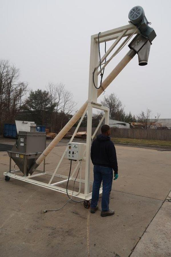 Used AIM 6 In. Diameter Inclined Flexible Screw Conveying System, Portable