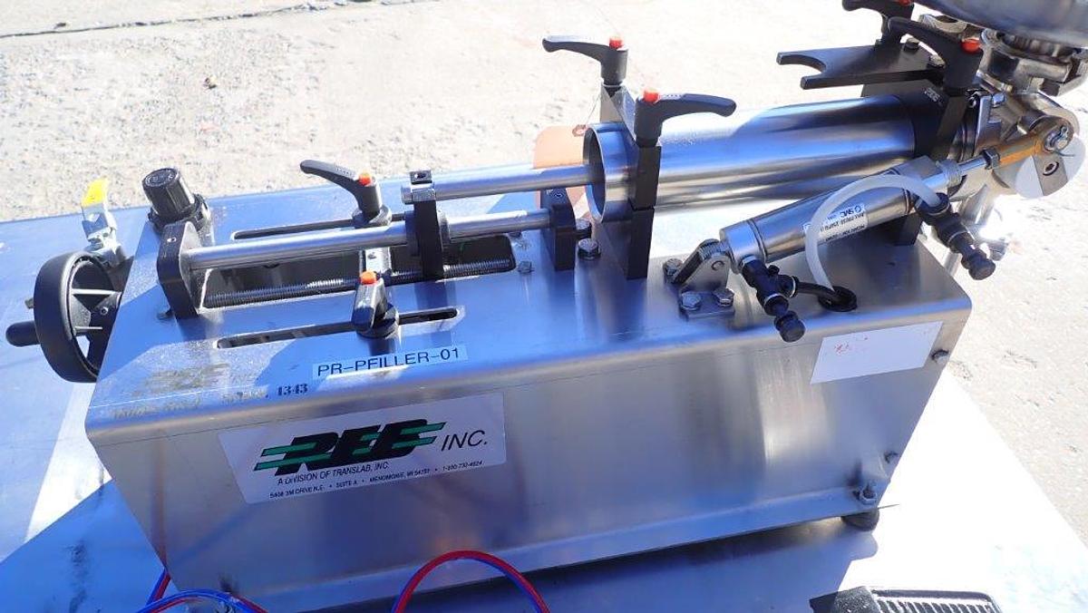 Used REB Tabletop Single Piston Filler, Air Operated