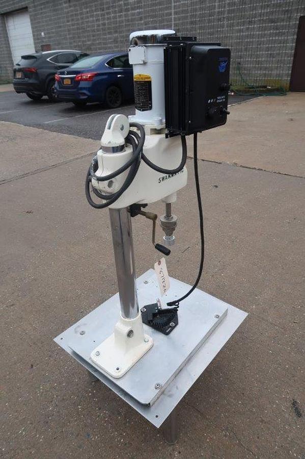 Used Swanmatic C300 Tabletop Semi-Automatic Capper, Single Phase Electric