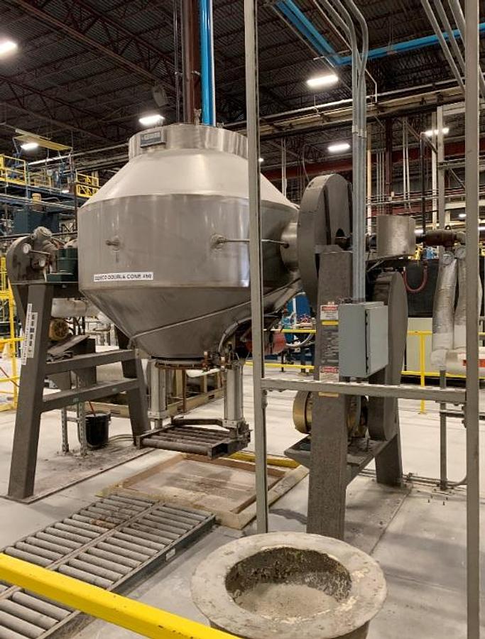 Used Gemcomatic 50 Cu. Ft. Stainless Jacketed Double Cone Blender, Vacuum Capable