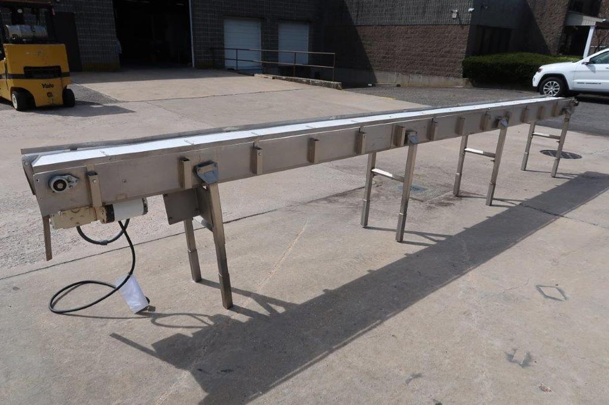 Used 11.5 In. Wide X 21 Ft. Long SS Motorized Conveyor