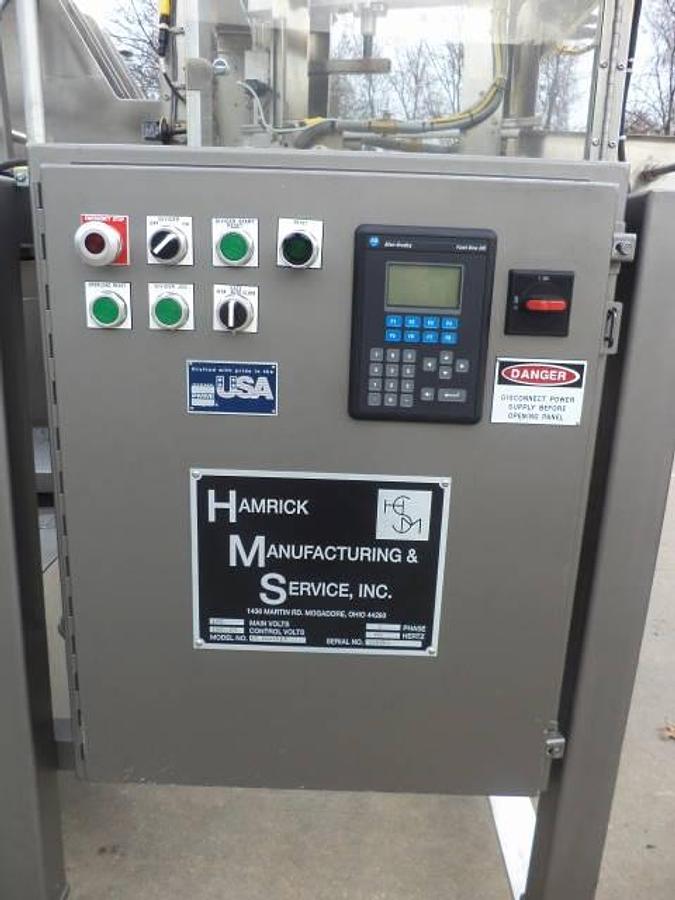 Used Hamrick Model 360 Drop Type Case Packer, Stainless Steel Cabinetry