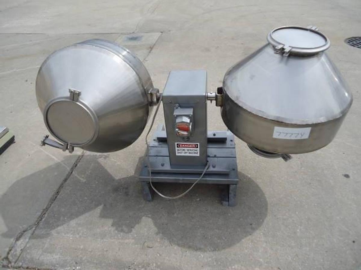 Used U.s. Stoneware Stainless Lab Double Cone Blending System, Tabletop