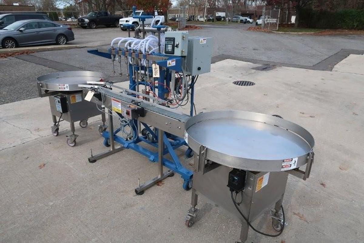 Used Simplex Inline Pressure Gravity Automatic Liquid Filling Machine