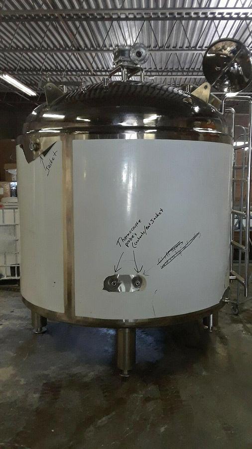 Used 1,200 Gallon Stainless Steel Jacketed Mix Tank, Manufactured 2016