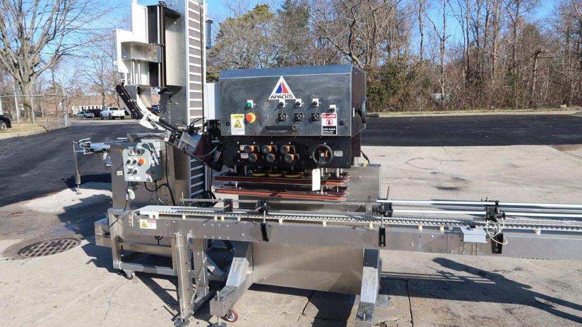 Used Apacks Six Spindle Automatic Screw Capping Machine with Cap Elevator, 200 per minute