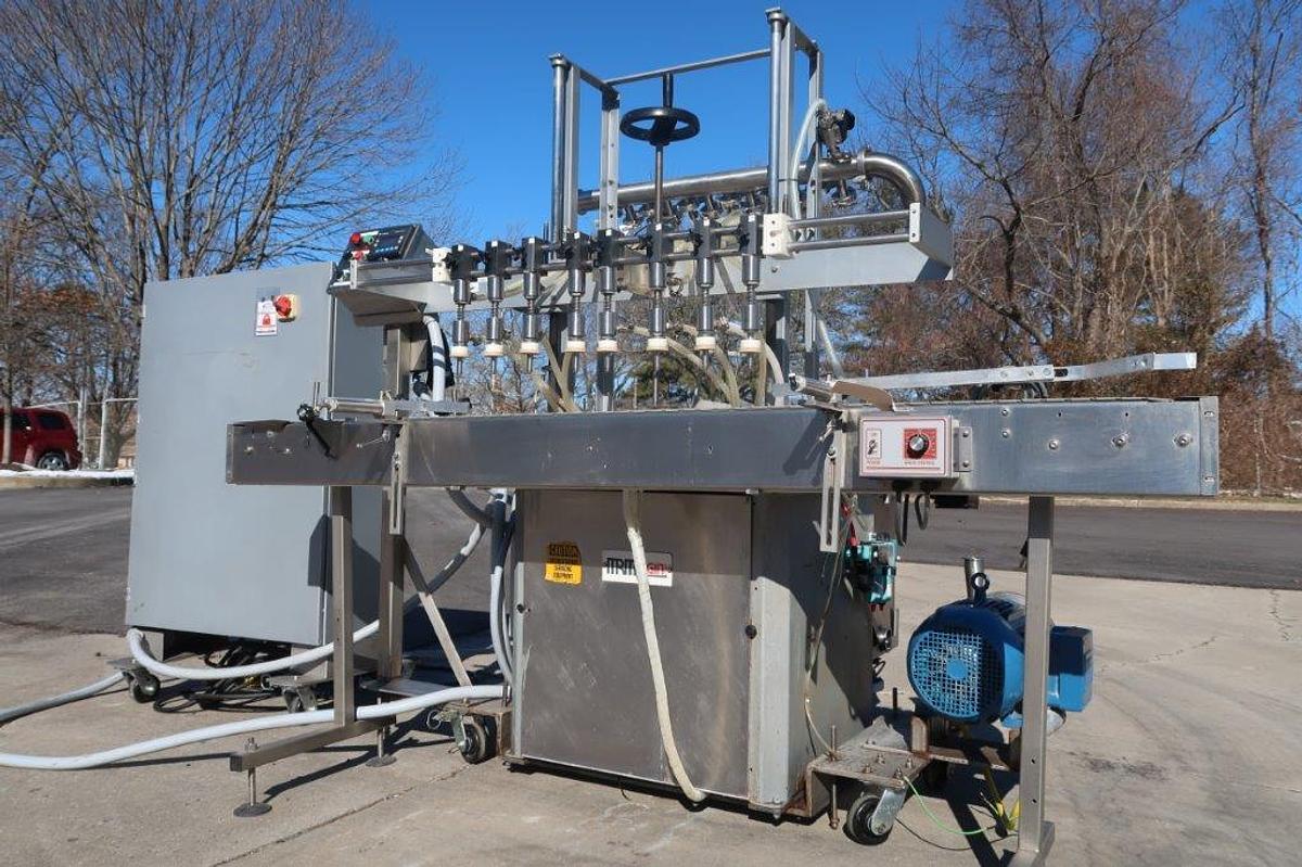 Used MRM/Elgin 8-Head Straightline Overflow Filling Machine