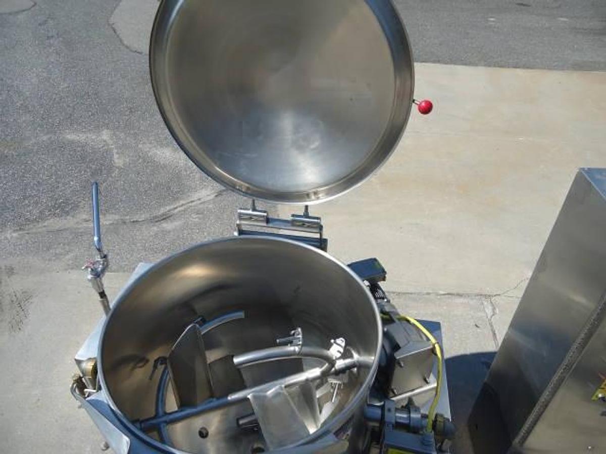 Used 100 Gallon Cleveland Range Jacketed, Agitated Tilt Kettle, Usda