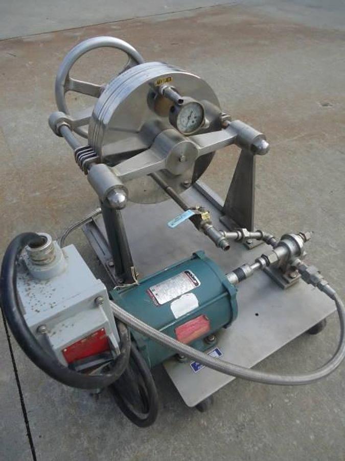 Used Ertel 12 In. Diameter Stainless Steel Lab Filter Press With Pump