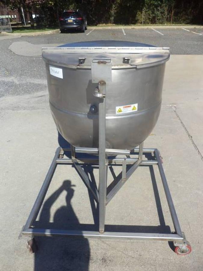 Used 100 Gallon Groen Stainless Steel Hemispherical Kettle, 100 PSI Jacket