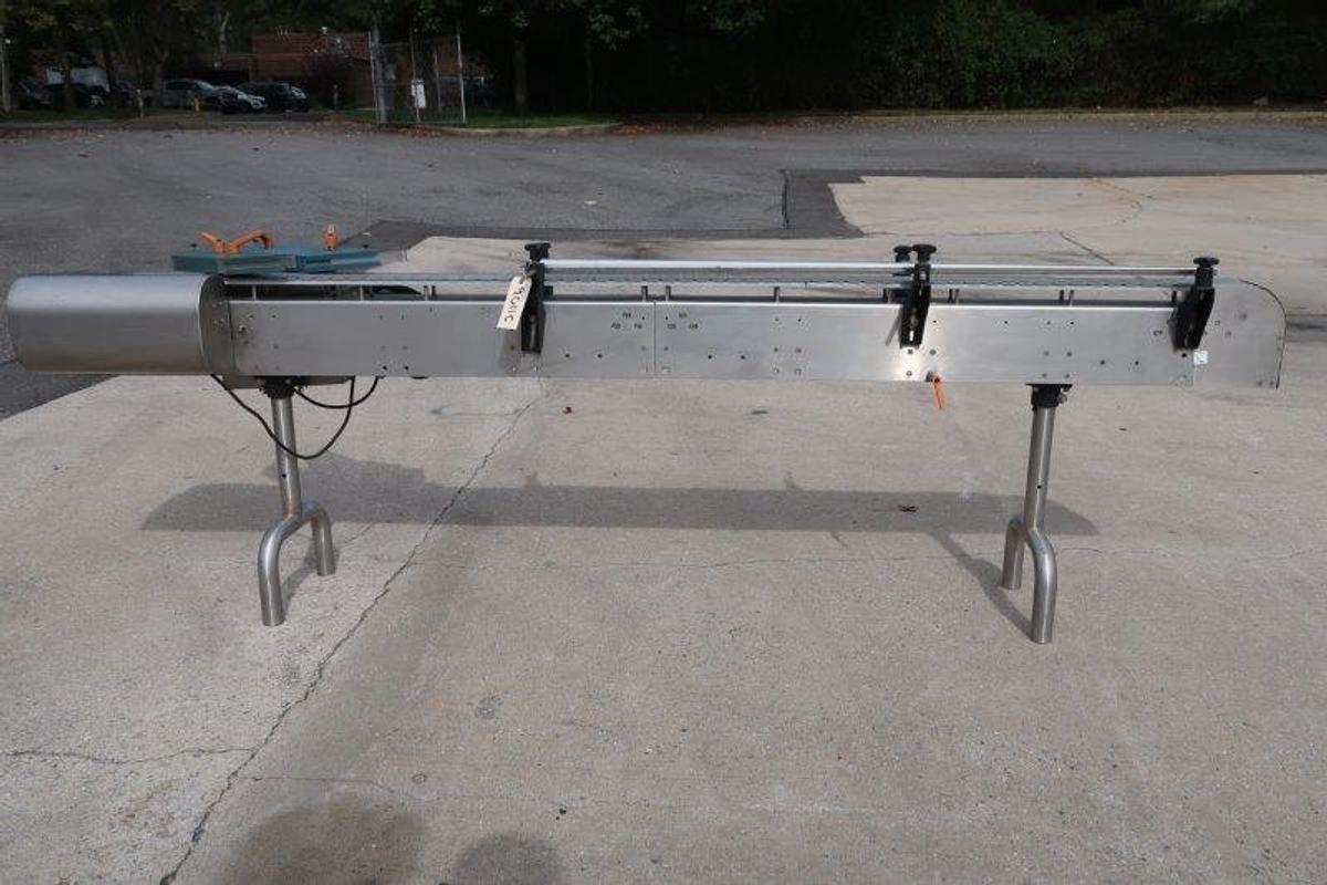 Used 9-1/2 Ft. Long Stainless Steel Motorized Bottle Conveyor