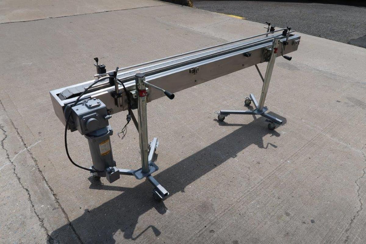 Used AFI 8 Ft. Long Motorized Bottle Conveyor
