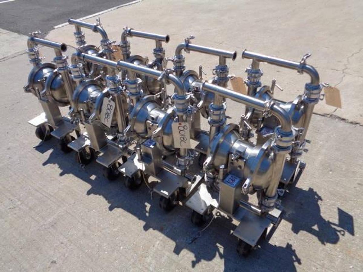 Used Murzan PI50-SL-1B-SC Type 316 SS Sanitary Double Diaphragm Pumps (4)